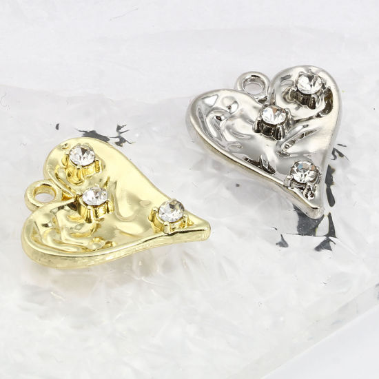 Immagine di Lega di Zinco San Valentino Charms Cuore Multicolore Trasparente Strass 17mm x 15mm , 10 Pz