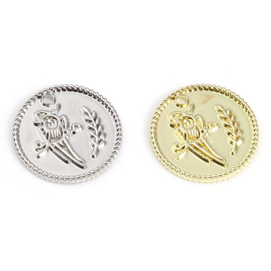 Immagine di Lega di Zinco Charms Tondo Multicolore Pappagallo 20mm Dia, 10 Pz