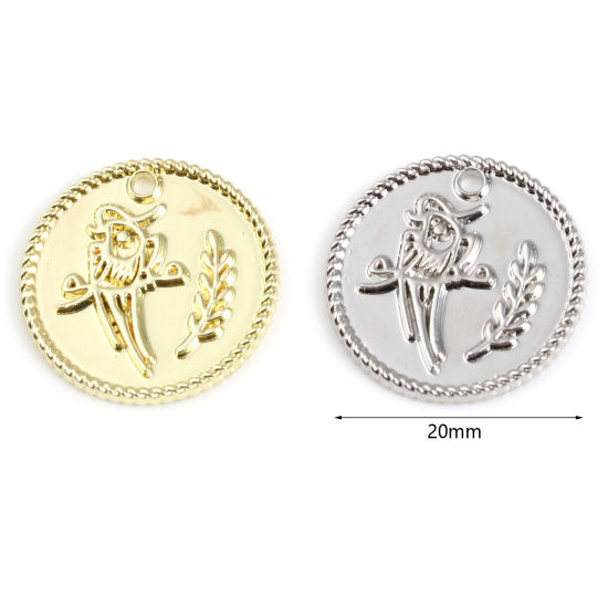 Immagine di Lega di Zinco Charms Tondo Multicolore Pappagallo 20mm Dia, 10 Pz