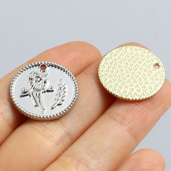 Immagine di Lega di Zinco Charms Tondo Multicolore Pappagallo 20mm Dia, 10 Pz