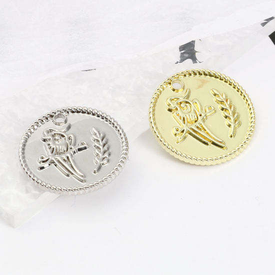 Immagine di Lega di Zinco Charms Tondo Multicolore Pappagallo 20mm Dia, 10 Pz