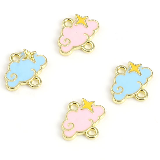 Imagen de Zamak Colección Meteorológica Conectores Nubes Chapado en Oro Multicolor Esmalte 11mm x 10mm, 20 Unidades