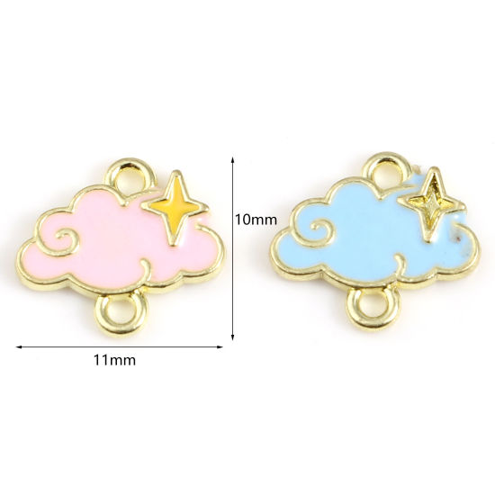 Imagen de Zamak Colección Meteorológica Conectores Nubes Chapado en Oro Multicolor Esmalte 11mm x 10mm, 20 Unidades