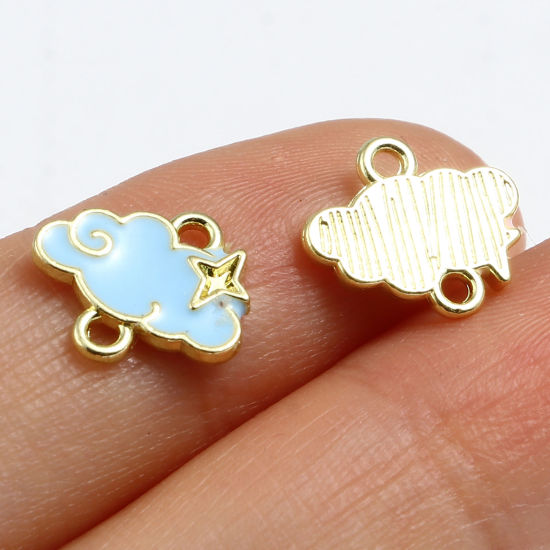 Imagen de Zamak Colección Meteorológica Conectores Nubes Chapado en Oro Multicolor Esmalte 11mm x 10mm, 20 Unidades