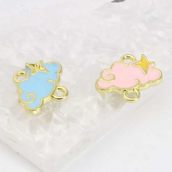 Imagen de Zamak Colección Meteorológica Conectores Nubes Chapado en Oro Multicolor Esmalte 11mm x 10mm, 20 Unidades