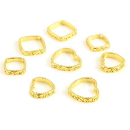 Brass Beads Frames 18K Real Gold Plated 3 PCs