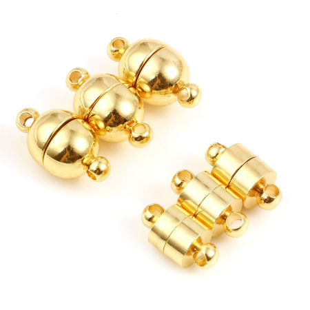 Brass Magnetic Clasps 18K Real Gold Plated 2 Sets