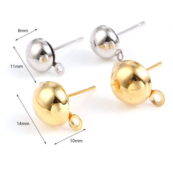 Picture of Brass Ear Post Stud Earrings Multicolor Round W/ Loop 10 PCs