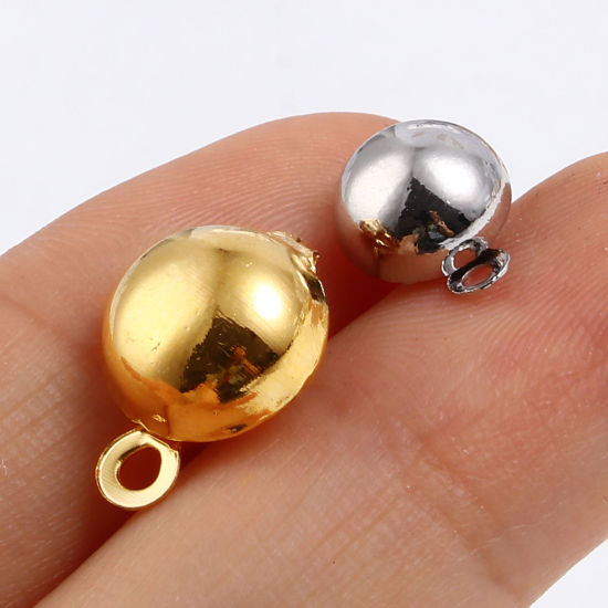 Picture of Brass Ear Post Stud Earrings Multicolor Round W/ Loop 10 PCs