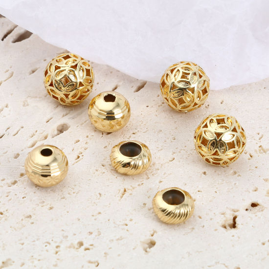 Image de Perles en Laiton Plaqué Or Véritable 18K 5 Pcs