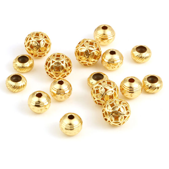 Image de Perles en Laiton Plaqué Or Véritable 18K 5 Pcs