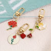 Picture of Valentine's Day Keychain & Keyring Gold Plated Multicolor Rose Flower 1 Set