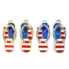Picture of Zinc Based Alloy Sport Pendants Flip Flops Slipper Multicolor Flag Of The United States Clear Rhinestone 33mm x 12mm, 5 PCs