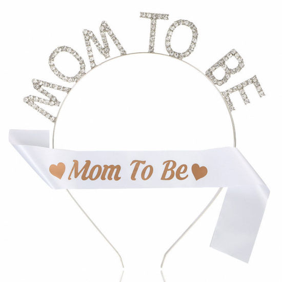 Image de Ceinture avec mots "Mom To Be" & Diadème Doré avec Strass les cadeaux de fête des femmes