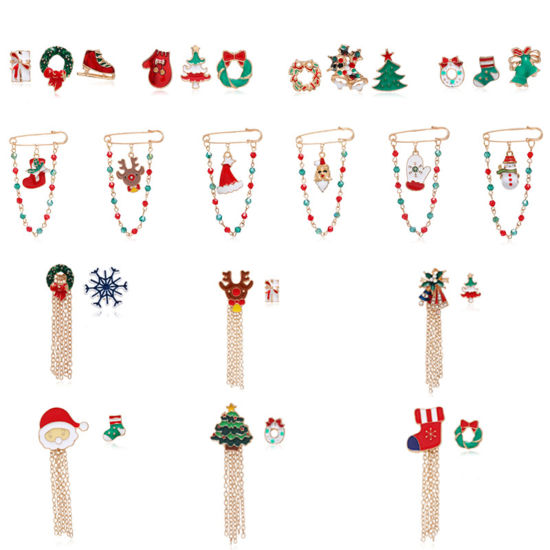 Imagen de Navidad Pin Broches Chapado en Oro 1 Unidad