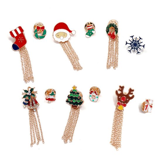 Imagen de Navidad Pin Broches Chapado en Oro 1 Unidad