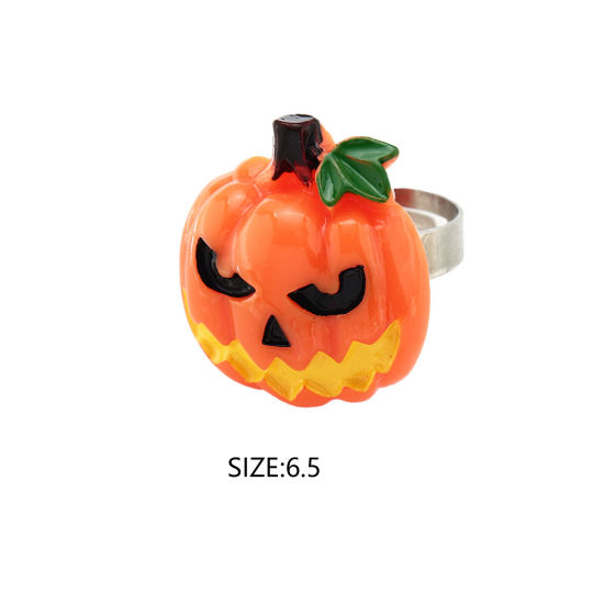 Picture of Resin Halloween Open Rings Multicolor 17mm(US Size 6.5), 1 Piece