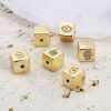 Изображение Латунь Бижутерия усыпанная мелким фианит Бусины 18K настоящее золото с покрытием Квадратные Прозрачный Горный хрусталь Около 7мм x 7мм, Отверстие: Примерно 1.3мм, 1 ШТ