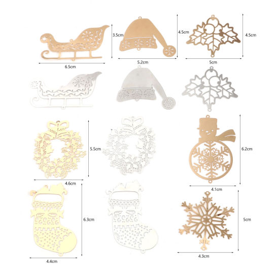 Изображение Латунь Филигранные цветок железа Коннекторы Рождество Разноцветный 5 ШТ                                                                                                                                                                                       