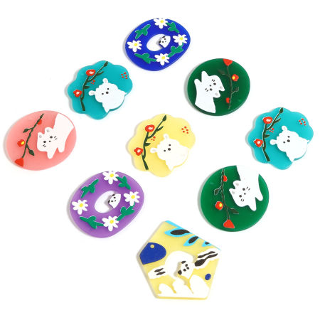 Resin Pendants Animal Multicolor 10 PCs