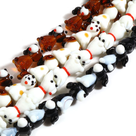 Lampwork Glass Beads Dog Animal Multicolor 2 PCs