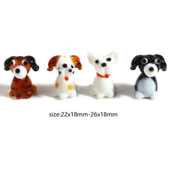 Image de Perles en Verre Chien Multicolore 2 Pcs