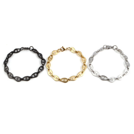 Edelstahl Armband Bunt Schweinenase 19cm lang, 1 Strang