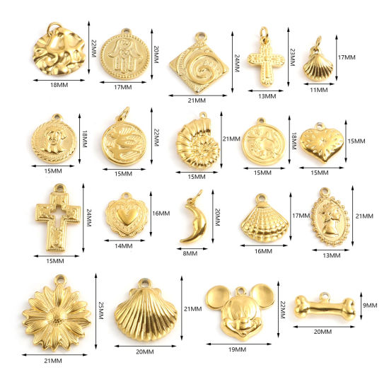 Image de Breloques en Acier Inoxydable Doré 1 Pièce