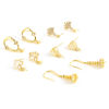 Picture of Brass Micro Pave Ear Post Stud Earrings 18K Real Gold Plated Clear Rhinestone Post/ Wire Size: (21 gauge), 2 PCs