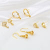 Picture of Brass Micro Pave Ear Post Stud Earrings 18K Real Gold Plated Clear Rhinestone Post/ Wire Size: (21 gauge), 2 PCs