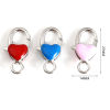 Imagen de Corchete de la Langosta Zamak Corazón de Multicolor , Tono de Plata Esmalte 27mm x 14mm, 10 Unidades