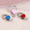 Imagen de Corchete de la Langosta Zamak Corazón de Multicolor , Tono de Plata Esmalte 27mm x 14mm, 10 Unidades