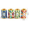 Picture of Zinc Based Alloy Religious Large Hole Charm Beads Gold Plated Multicolor Hexagonal Prism Evil Eye Enamel 21mm x 13mm, Hole: Approx 6.7mm, 1 Piece