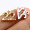 Picture of Zinc Based Alloy Charms Number Multicolor Message " 22 " 14mm x 11mm, 20 PCs