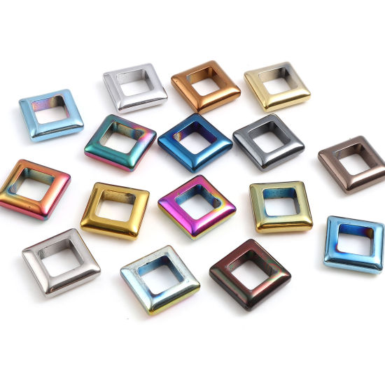 Picture of Hematite Beads Square Multicolor About 14mm x 14mm, Hole: Approx 8mm, 2 PCs