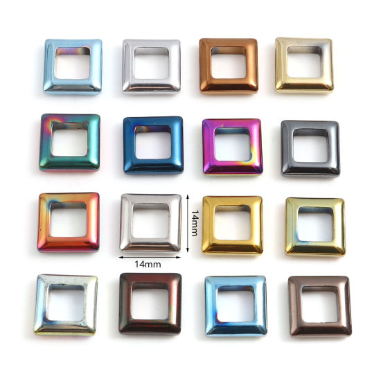 Picture of Hematite Beads Square Multicolor About 14mm x 14mm, Hole: Approx 8mm, 2 PCs