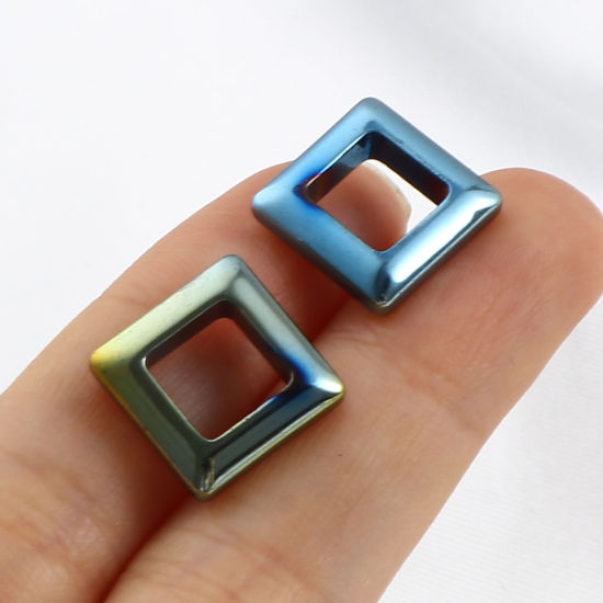 Picture of Hematite Beads Square Multicolor About 14mm x 14mm, Hole: Approx 8mm, 2 PCs