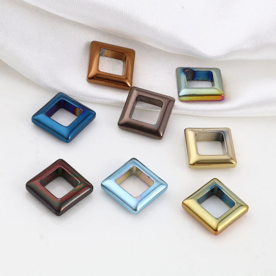 Picture of Hematite Beads Square Multicolor About 14mm x 14mm, Hole: Approx 8mm, 2 PCs