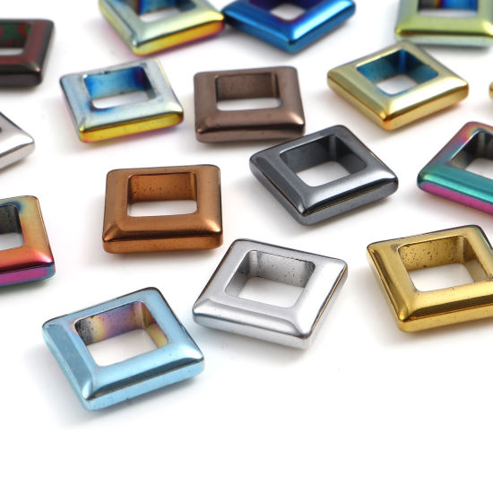 Picture of Hematite Beads Square Multicolor About 14mm x 14mm, Hole: Approx 8mm, 2 PCs