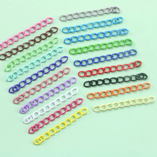 Picture of Zinc Based Alloy Extender Chain For Jewelry Necklace Bracelet Multicolor 5cm(2") long, 20 PCs