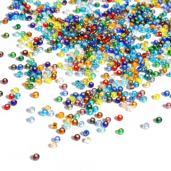 Image de Perles de Rocailles en Verre Rond Multicolore Env. 2mm Dia., Trou: Env. 0.6mm, 1 Bouteille