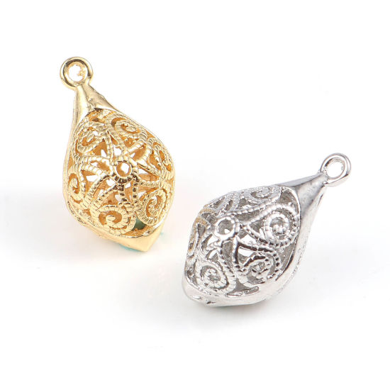 Picture of Brass Charms Marquise Multicolor Filigree 23mm x 13mm, 2 PCs