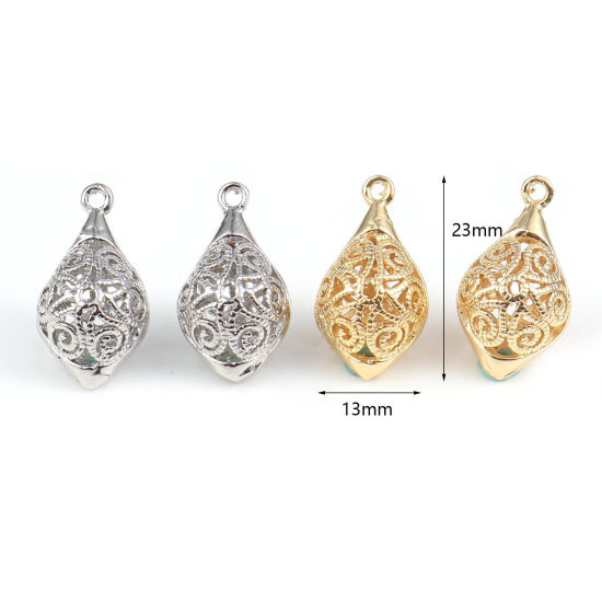 Picture of Brass Charms Marquise Multicolor Filigree 23mm x 13mm, 2 PCs