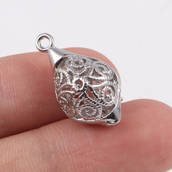 Picture of Brass Charms Marquise Multicolor Filigree 23mm x 13mm, 2 PCs