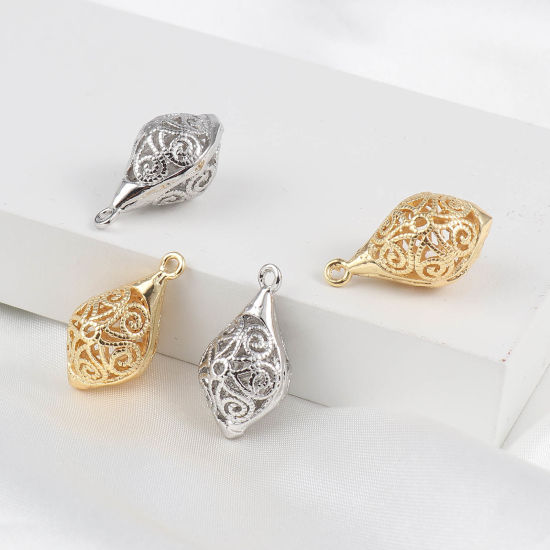 Picture of Brass Charms Marquise Multicolor Filigree 23mm x 13mm, 2 PCs