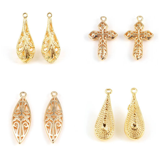 Picture of Brass Charms 18K Real Gold Plated 2 PCs