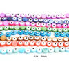 Picture of Dyed Natural Shell Loose Beads Round Multicolor Evil Eye Pattern Enamel About 8mm Dia, Hole:Approx 0.9mm, 38.3cm(15 1/8") - 37.8cm(14 7/8") long, 1 Strand (Approx 48 PCs/Strand)