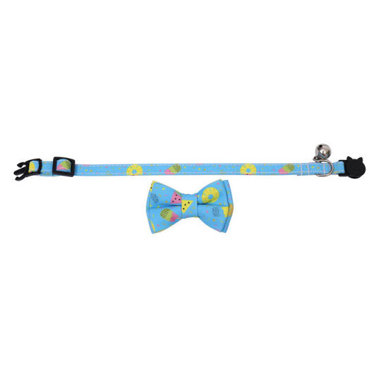Picture of Polyester Bowknot Adjustable Cat Collar with Bell Safety Buckle Pet Supplies