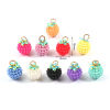 Picture of Resin Charms Raspberry Fruit Gold Plated Multicolor 18mm x 12mm, 20 PCs