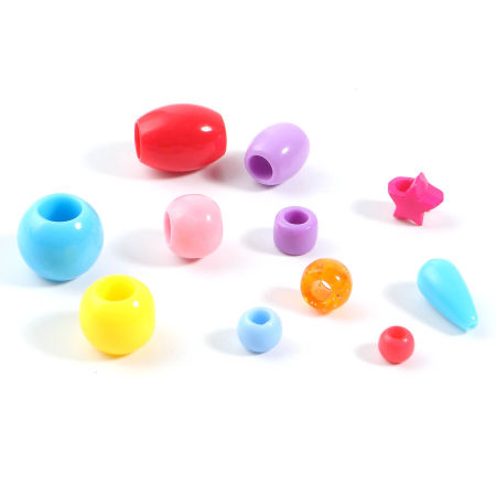 Acrylic Large Hole Charm Beads At Random Color 100 PCs